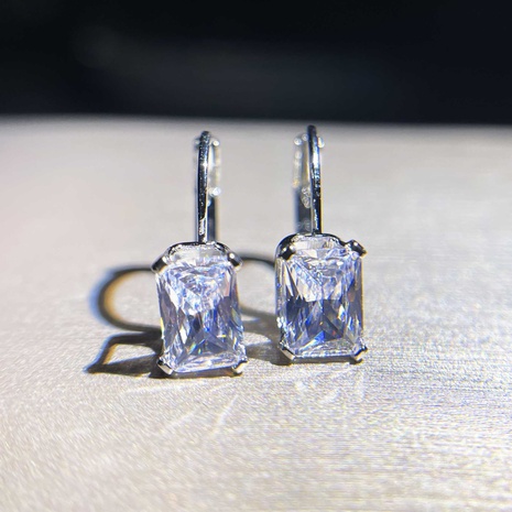 Boucles d'oreilles diamant Moissan Simulation Boucles d'oreilles diamant carré en cuivre's discount tags