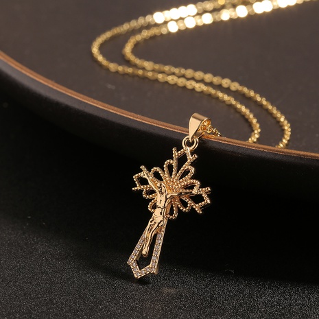 Jewelry Cross Pendant Copper Micro-inlaid Zircon Necklace Accessories Sweater Chain NHBU512105's discount tags