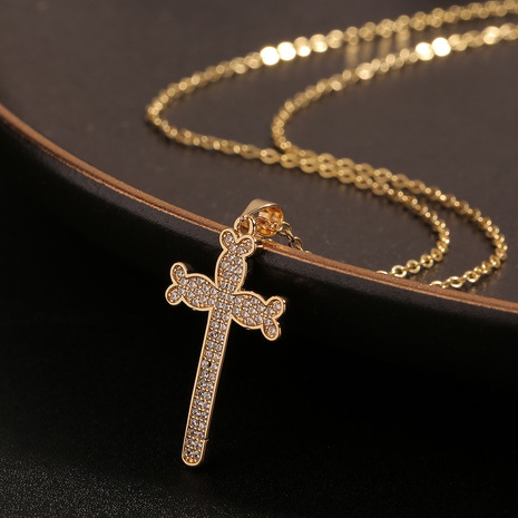 Simple Jewelry Copper Inlaid Zircon Cross Hundred Matching Ornaments Cross-border Necklace NHBU512106's discount tags