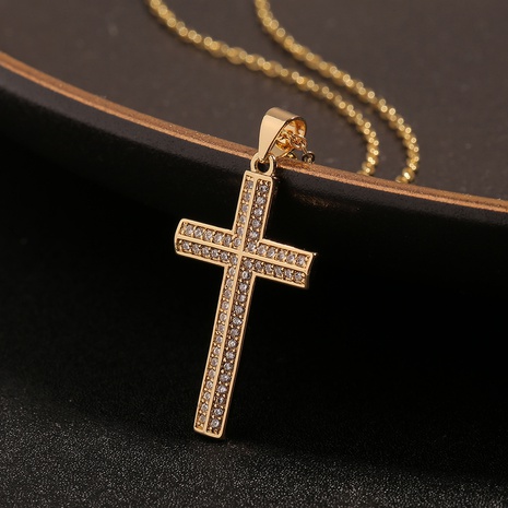 Jewelry Copper Cross Pendant Temperament Necklace Sweater Chain NHBU512110's discount tags