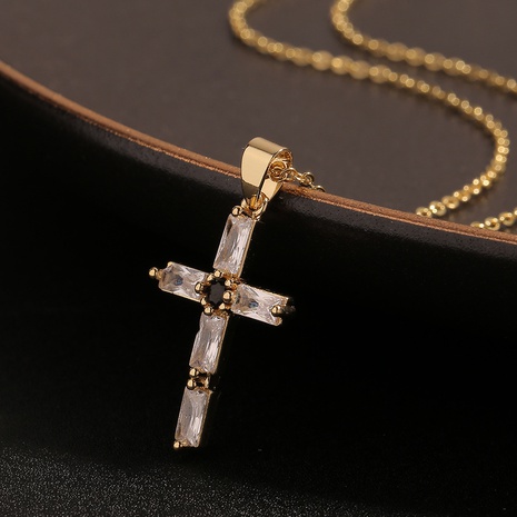 new religious jewelry micro-inlaid zircon cross retro popular necklace NHBU512112's discount tags