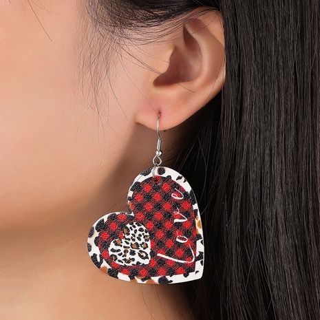 Boucles d'oreilles en cuir à imprimé léopard double face en forme de cœur goutte d'eau pour la Saint-Valentin's discount tags