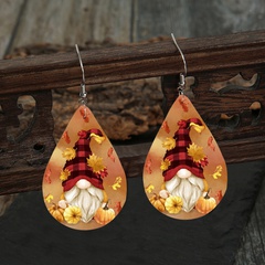 Creative Maple Leaf Chrysanthemum Goblin Double-sided Printing Leather Earrings