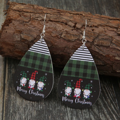 Boucles d'oreilles lettre en cuir à rayures vertes de Noël en gros's discount tags