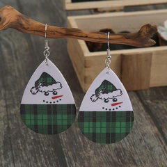 Christmas drop-shaped double-sided snowman pu earrings wholesale