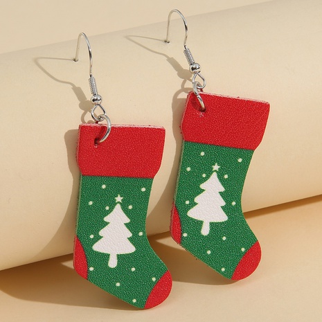 Boucles d'oreilles en cuir de bonhomme de neige à motif de flocon de neige d'élan d'arbre de Noël européen et américain's discount tags