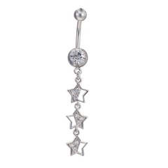 nails long three-pointed star stainless steel belly button buckle
