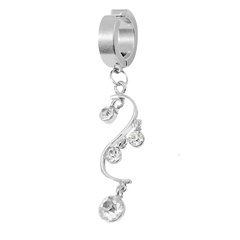 European and American fashion jewelry rhinestone curved earrings stainless steel ear clip single