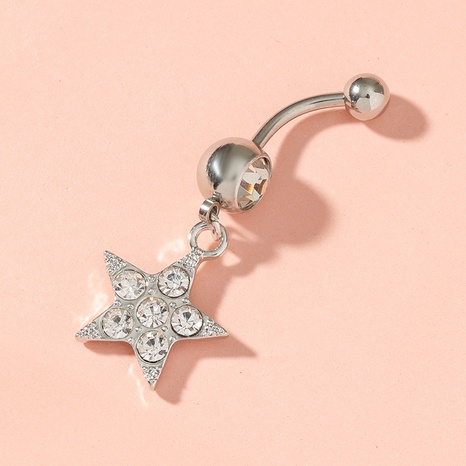 Diamante completo estrella de cinco puntas anillo de ombligo tachonado de diamantes joyería de perforación del botón umbilical's discount tags
