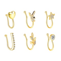 New alloy 6-piece nose clip set diamonds without perforation nose ring