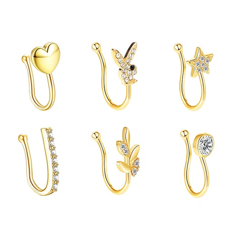New alloy 6-piece nose clip set diamonds without perforation nose ring's discount tags