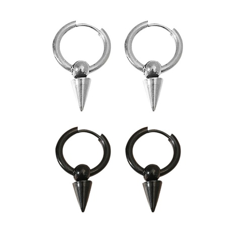 fashion stainless steel sharp cone earrings personality trendy piercing jewelry's discount tags