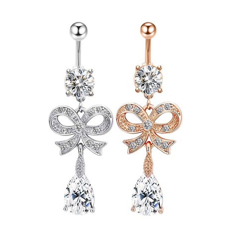 New Bows Water Drop Zircon Umbilical Nail Belly Button Piercing Jewelry Belly Button Ring  NHLLU512255's discount tags