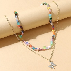 retro butterfly creative popular color natural stone temperament necklace set