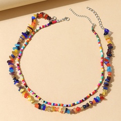 sweet ethnic colorful natural stone creative retro rice bead necklace set