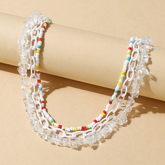 retro ethnic rice beads tranparent natural stone resin necklace set