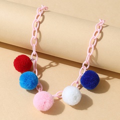 Korean color sweet fluff ball resin fresh wild creative necklace