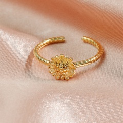 18KGP retro tridimensional flor tallada anillo abierto mujeres