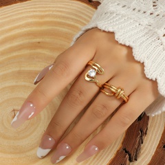 18KGP retro open ring trend twisted knotted ring women