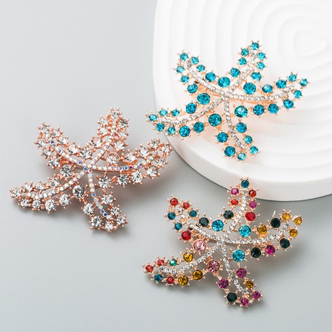color starfish diamond-studded popular corsage brooch pin's discount tags