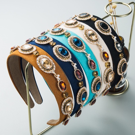 baroque retro glass diamond alloy gemstone decorative headband  NHLN511001's discount tags