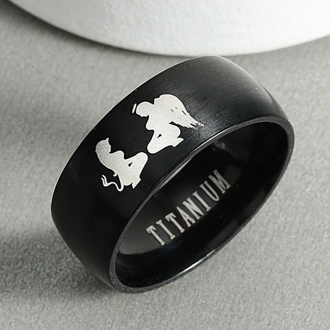 316 titanium steel men's angel and demon ring's discount tags