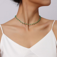 Collier en cristal perlé fait main bohème tendance couleur pendentif bijoux