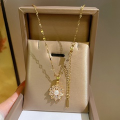 new micro-inlaid white zircon sunflower necklace exquisite clavicle chain