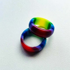 New Rainbow Resin Ring Amazon Cross-Border Hot Selling Candy Color Macaron Ring Shank European and American One Piece Dropshipping
