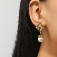 retro pearl pendant earrings European and American fashion simple earrings