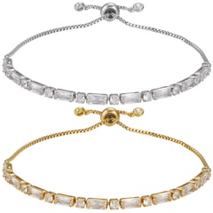 New zircon bracelet square round adjustable pull bracelet jewelry accessories