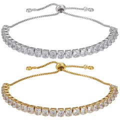 Micro inlaid square zircon bracelet geometric zircon bracelet pull adjustable jewelry
