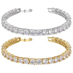 Bracelet zircon micro incrusté tendance diamant rond bracelet plein zircon bracelet cuivre