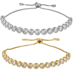 Zircon bracelet round full diamond zircon pull bracelet push pull bracelet adjustable jewelry