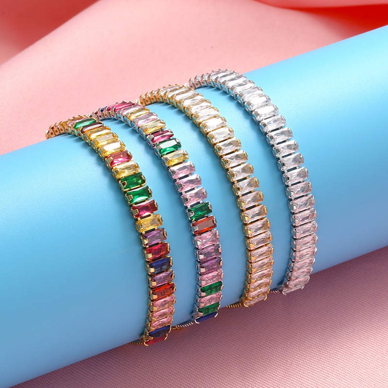 Nuevo brazalete de circonio de color T pulsera de tirn de circonita cuadrada accesorios de joyera ajustables