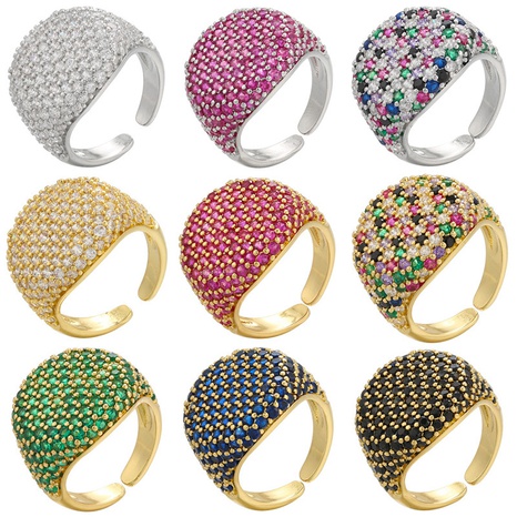 New color diamond opening adjustable round full diamond ring wholesale's discount tags