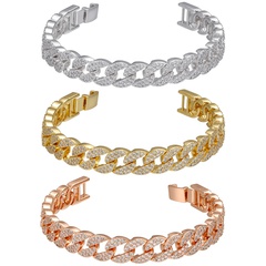 Micro inlaid zircon full zircon  bracelet trend simple bracelet zircon Cuban chain