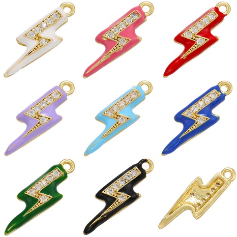 Color drop oil pendant micro-inlaid zircon lightning pendant diy jewelry accessories's discount tags