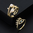 European and American fashion copperplated goldplated microinlaid zircon eyes pearl ringpicture8