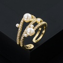 European and American fashion copperplated goldplated microinlaid zircon eyes pearl ringpicture11