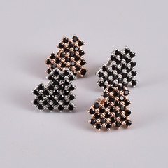 new style diamond-studded heart-shaped black diamond titanium steel earrings