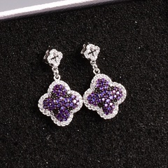 European and American three-dimensional full diamond lucky flower earrings