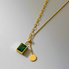 Großhandel Smaragd Titan Stahl Halskette Design Sinn Schlüsselbeinkette