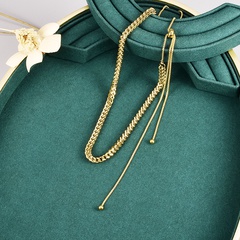 Persönlichkeit Design Pullover Halskette Gezeiten einfach Gold Titan Stahl gestrecktes Schlüsselbein lange Kette