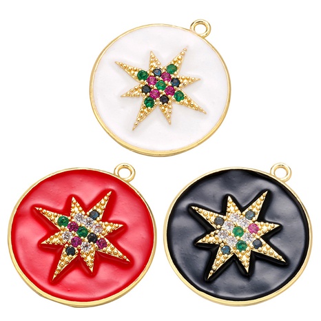 Dripping Oil Octagonal Star Pendant Micro-inlaid Colored Diamond Jewelry DIY Accessories's discount tags
