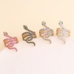 copper micro-inlaid zircon snake-shaped ring female light luxury jewelry wholesale