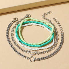 ethnic creative star moon rice bead wild metal bracelet set