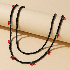 small fresh red cherry creative fruit blackerice beads necklace set