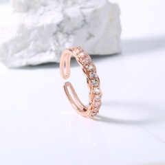 Fashionable personality chain light luxury zircon open copper ring wholesale