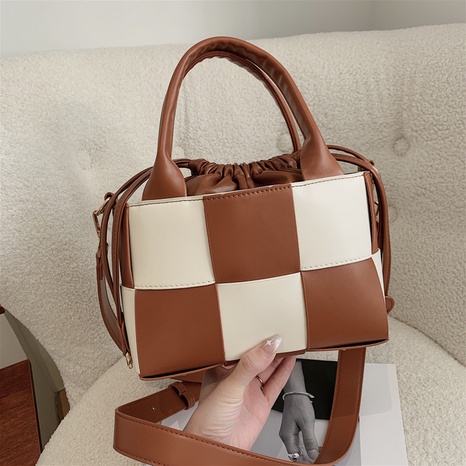 sac à main tissé de couleur à carreaux de style occidental d'épaule de grande capacité de mode's discount tags